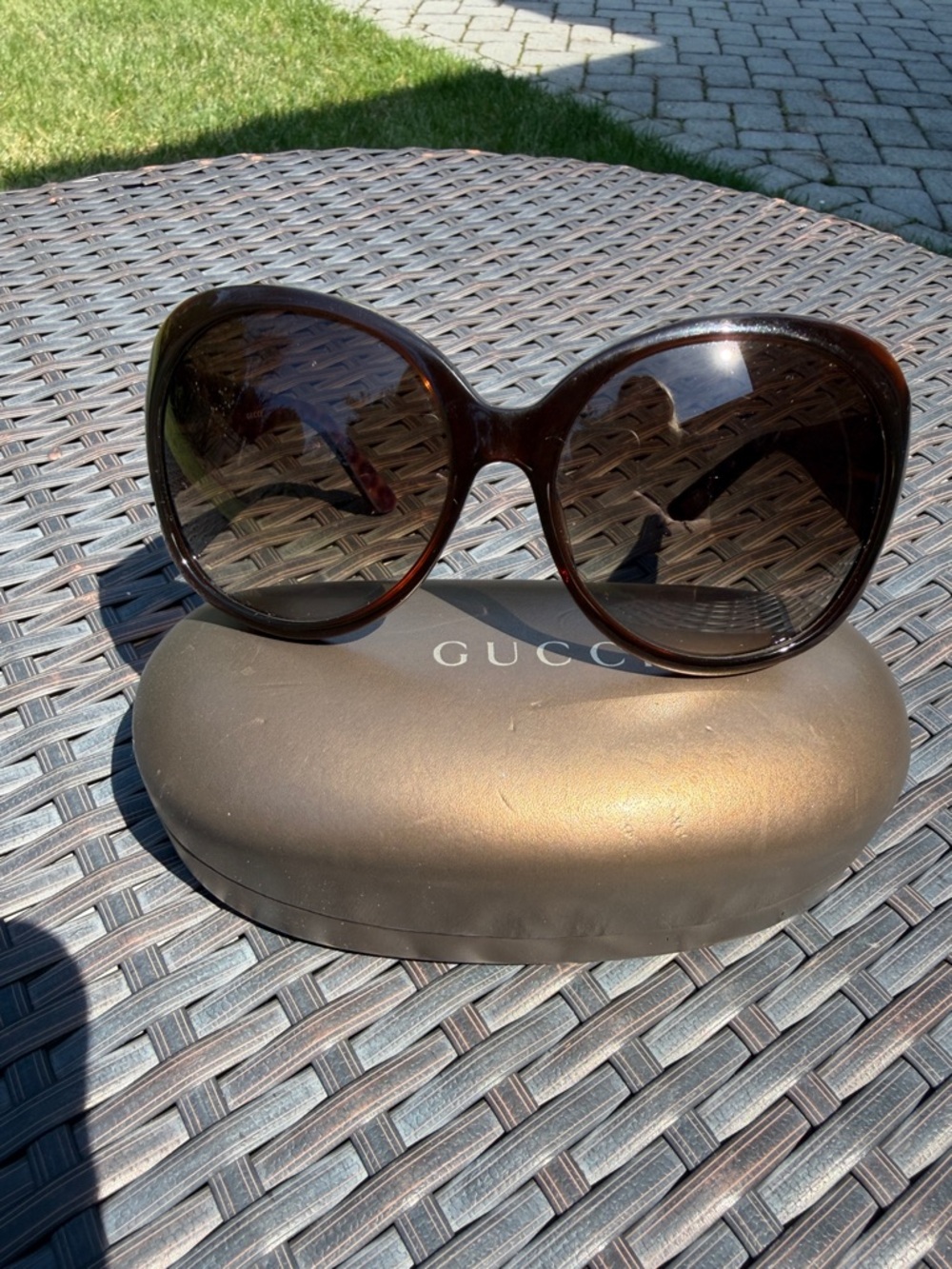 Gucci Women's Oversized Dark Brown Sunglasses